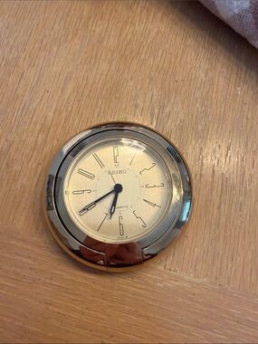 Seiko Gold Round Desk Travel Clock *Needs Battery*